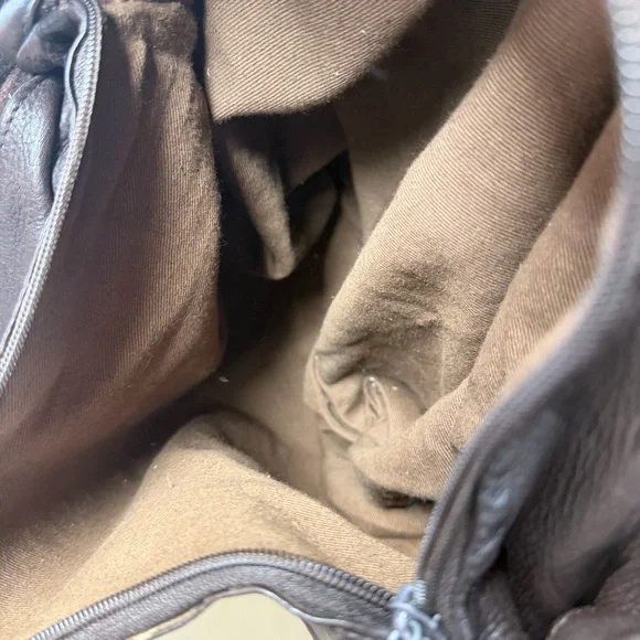 Vintage Tribeca Dark Brown Slouchy Pebbled Leather Sling Bag Large Boho - Picture 4 of 12